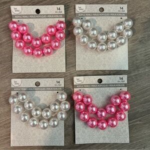 NWT 4 Pack Bead Landing‎ Acrylic Pearls Pink and White 14 pieces in each pack